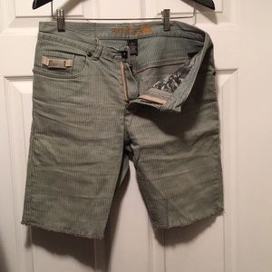 Ambiguous green pin striped shorts